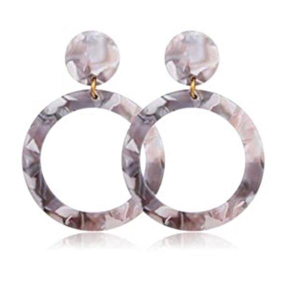 Gray Tortoise Shell Acrylic Drop Earrings - Picture 1 of 1